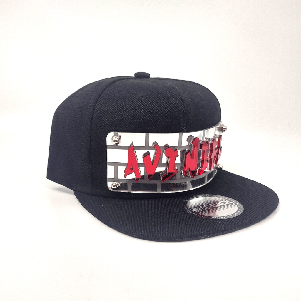 Black Custom Snapback Hat, Laser Cut Letters, Made to Order, Exclusive Creation
