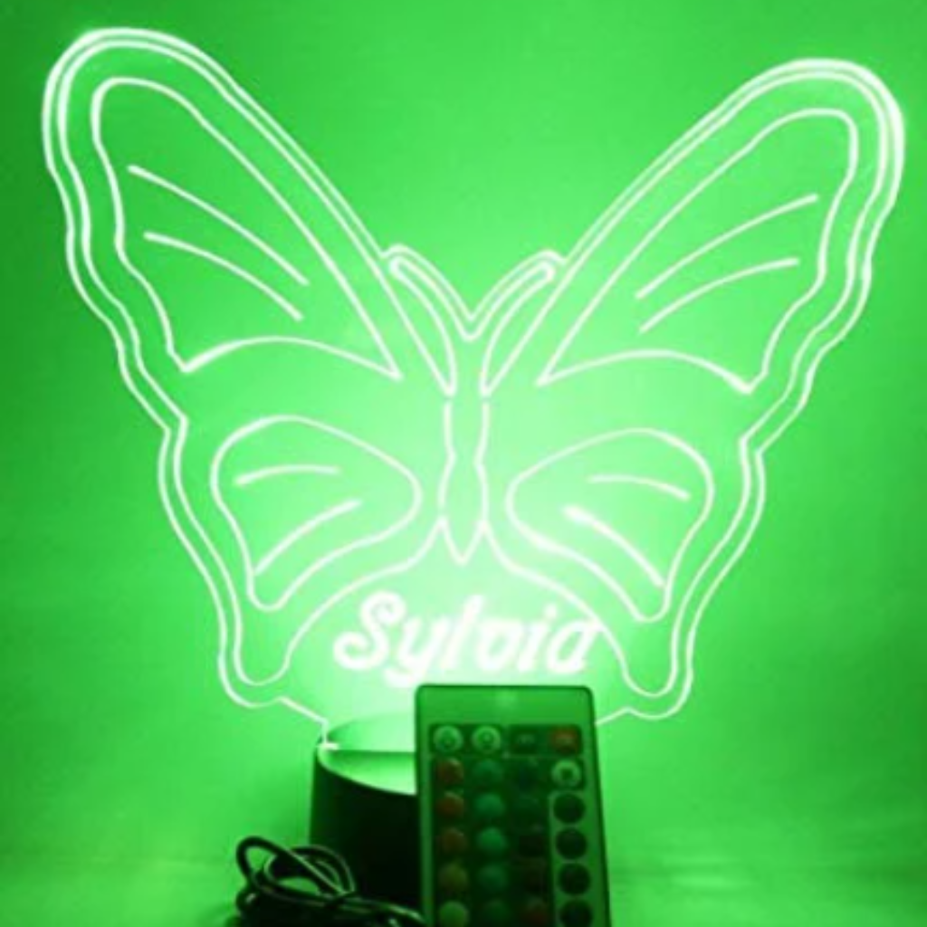 Butterfly LED Tabletop Night Light Up Lamp, 16 Color options with Remote