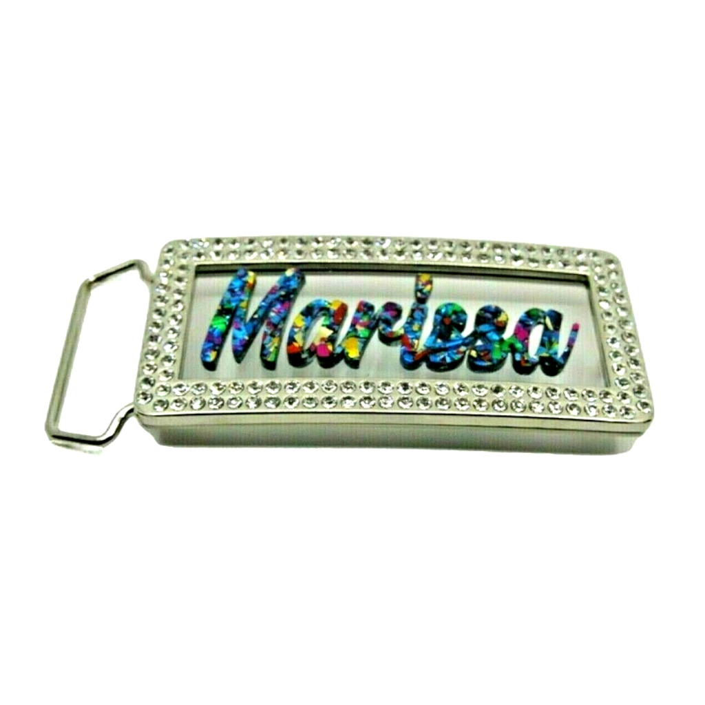 Adjustable Belt Buckle Laser Personalized Custom Bling Rhinestone Any Name