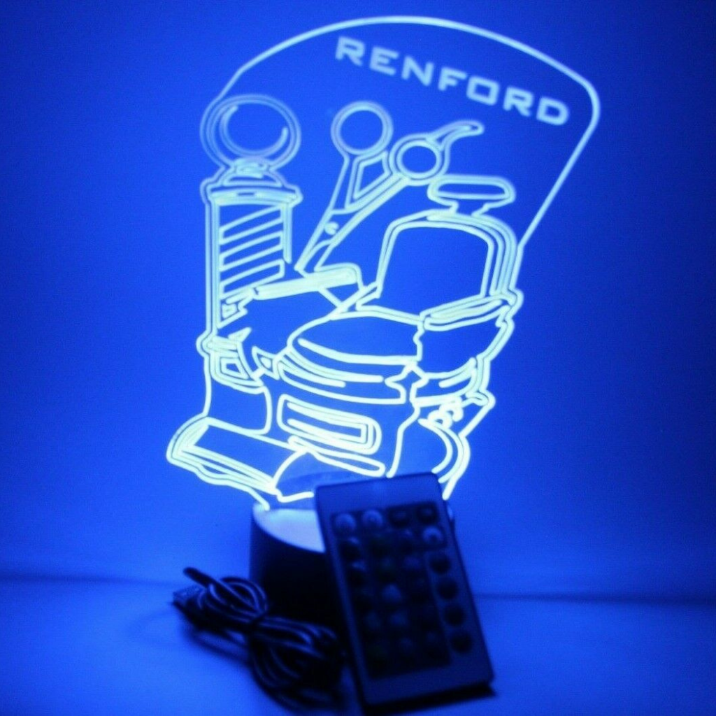 Barber Shop Chair LED Tabletop Night Light Up Lamp, 16 Color options with Remote
