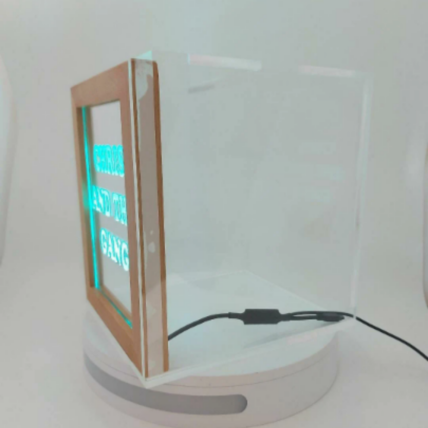 Fantastically Unique Eye Catching Tip Box Raffle Fund Raiser Donation Jar Personalized Engraved LED 16 Colors Changing 7"W x 8.5"H Container