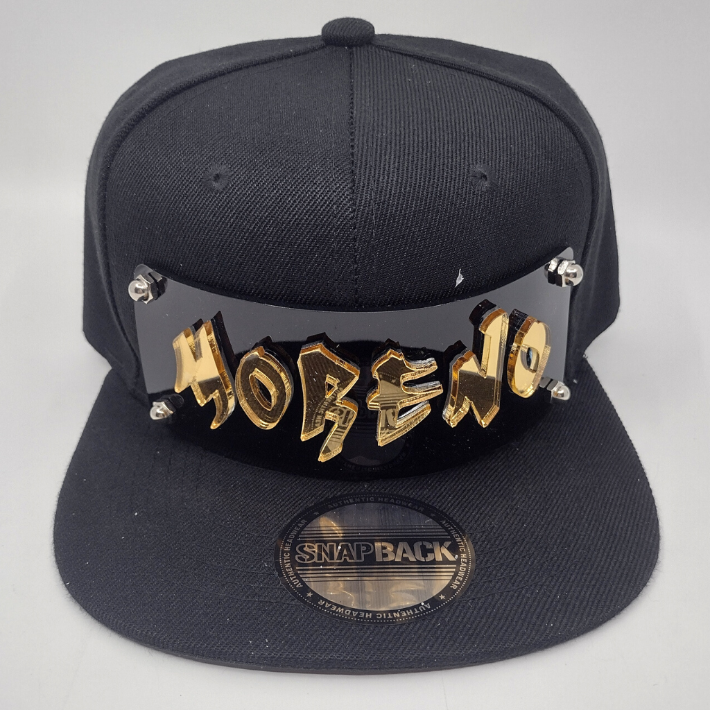 Black Custom Snapback Hat, Laser Cut Letters, Made to Order, Exclusive Creation