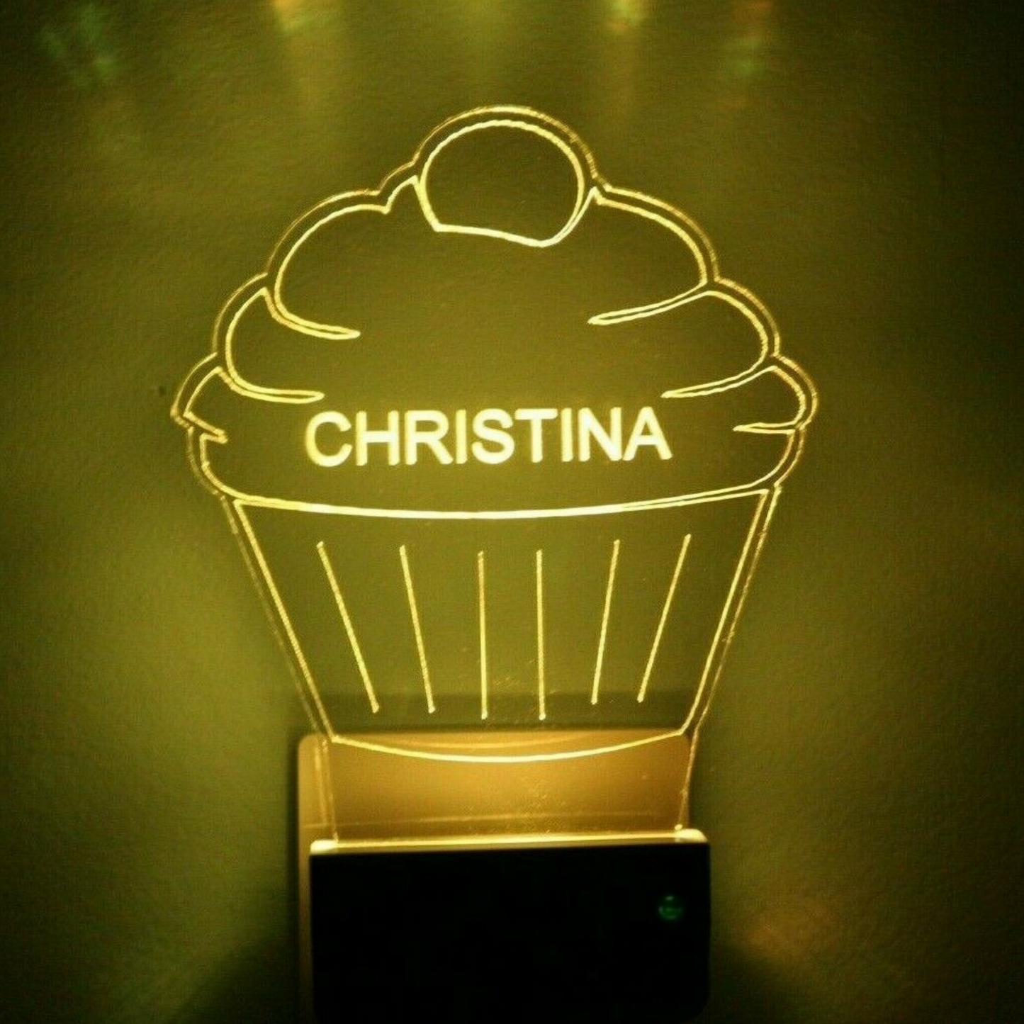 Cupcake Night Light Multi Color Personalized LED Wall Plug-in, Cool-Touch Smart Dusk to Dawn Sensor, Bedroom, Hallway, Bathroom, Super Cool