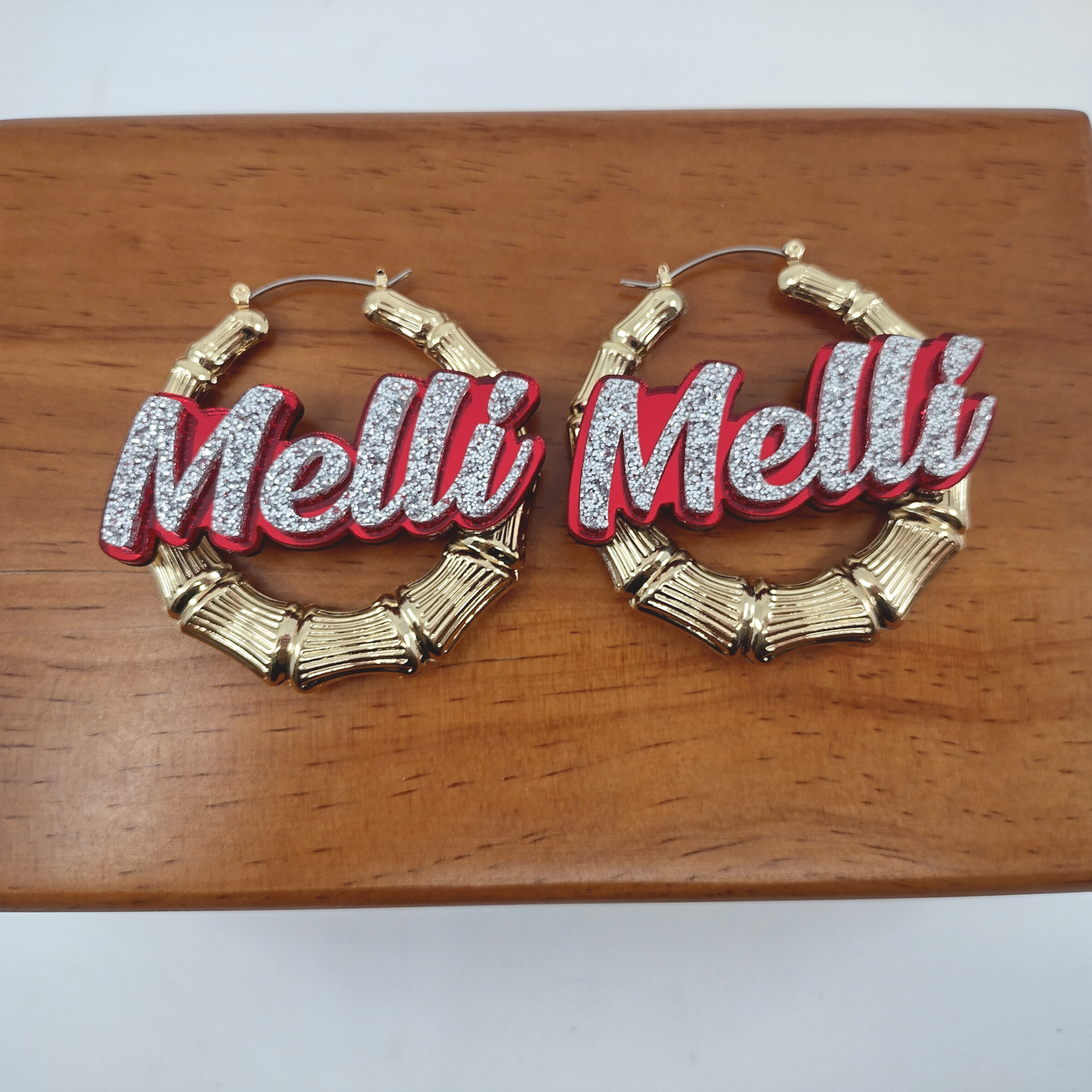 Custom Name and Background XOXO Style Hoop Earrings