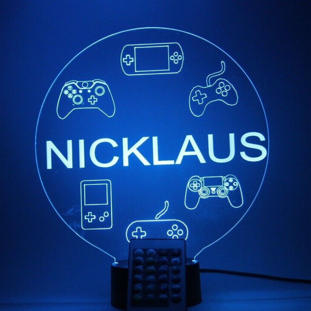 Video Game Controllers and Consoles LED Tabletop Night Light Up Lamp, 16 Color options with Remote