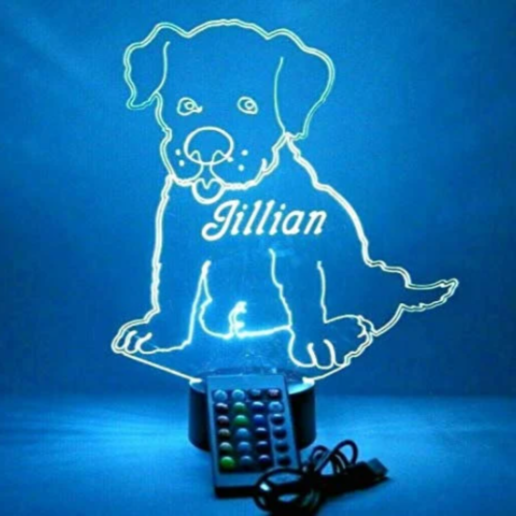 Cute Puppy Dog LED Tabletop Night Light Up Lamp, 16 Color options with Remote