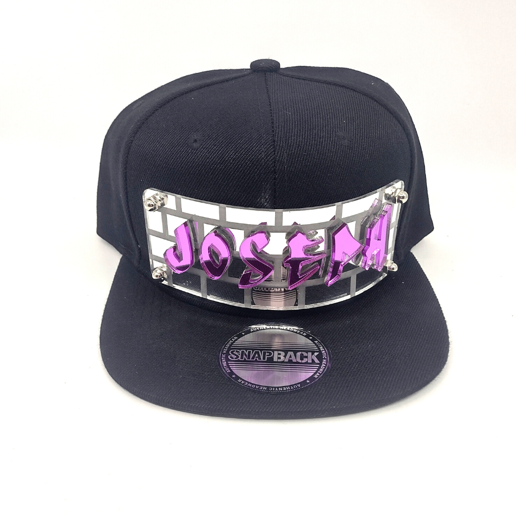 Black Custom Snapback Hat, Laser Cut Letters, Made to Order, Exclusive Creation
