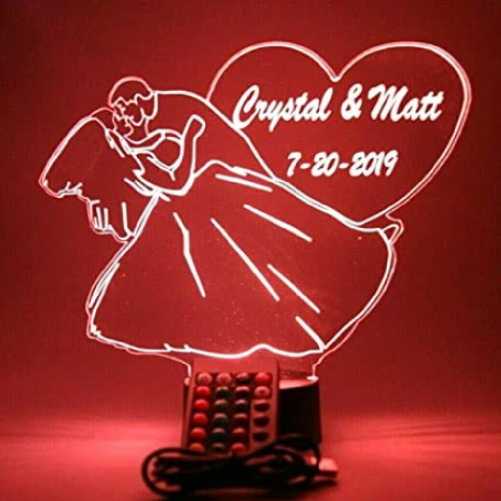 Wedding Couple LED Tabletop Night Light Up Lamp, 16 Color options with Remote