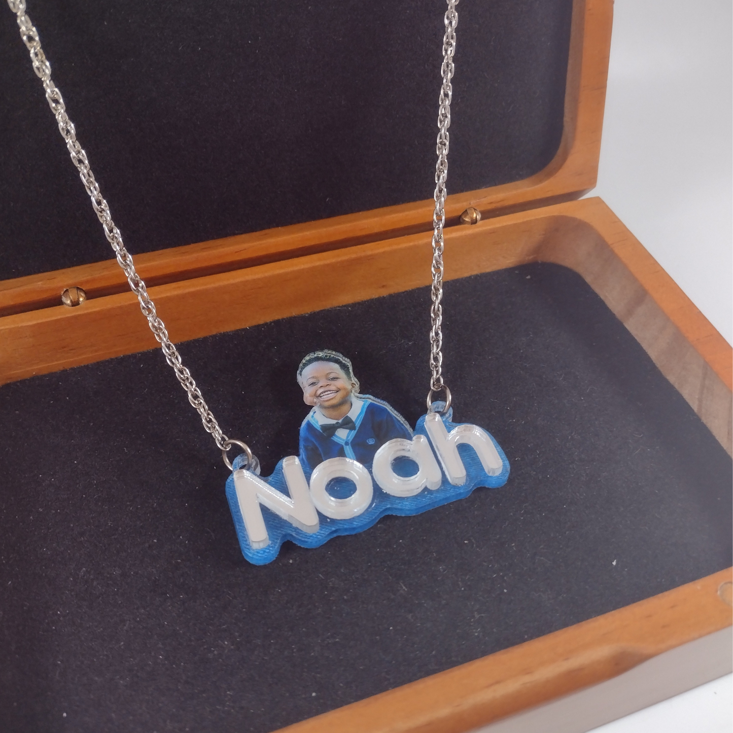 Custom Picture Photo Printed on Premium Clear Acrylic Necklace Pendant Personalized Free Laser Cut Name With Quality Choice Chain