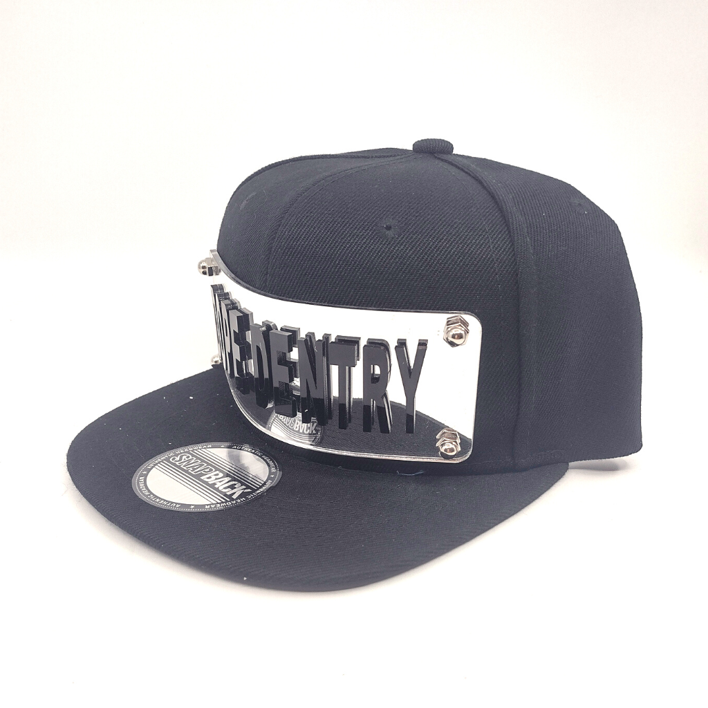 Black Custom Snapback Hat, Laser Cut Letters, Made to Order, Exclusive Creation