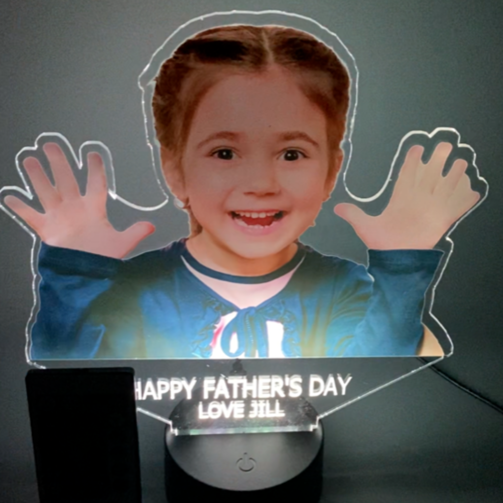 Custom Photo LED Night Light Table Lamp, 16 Color options with Remote