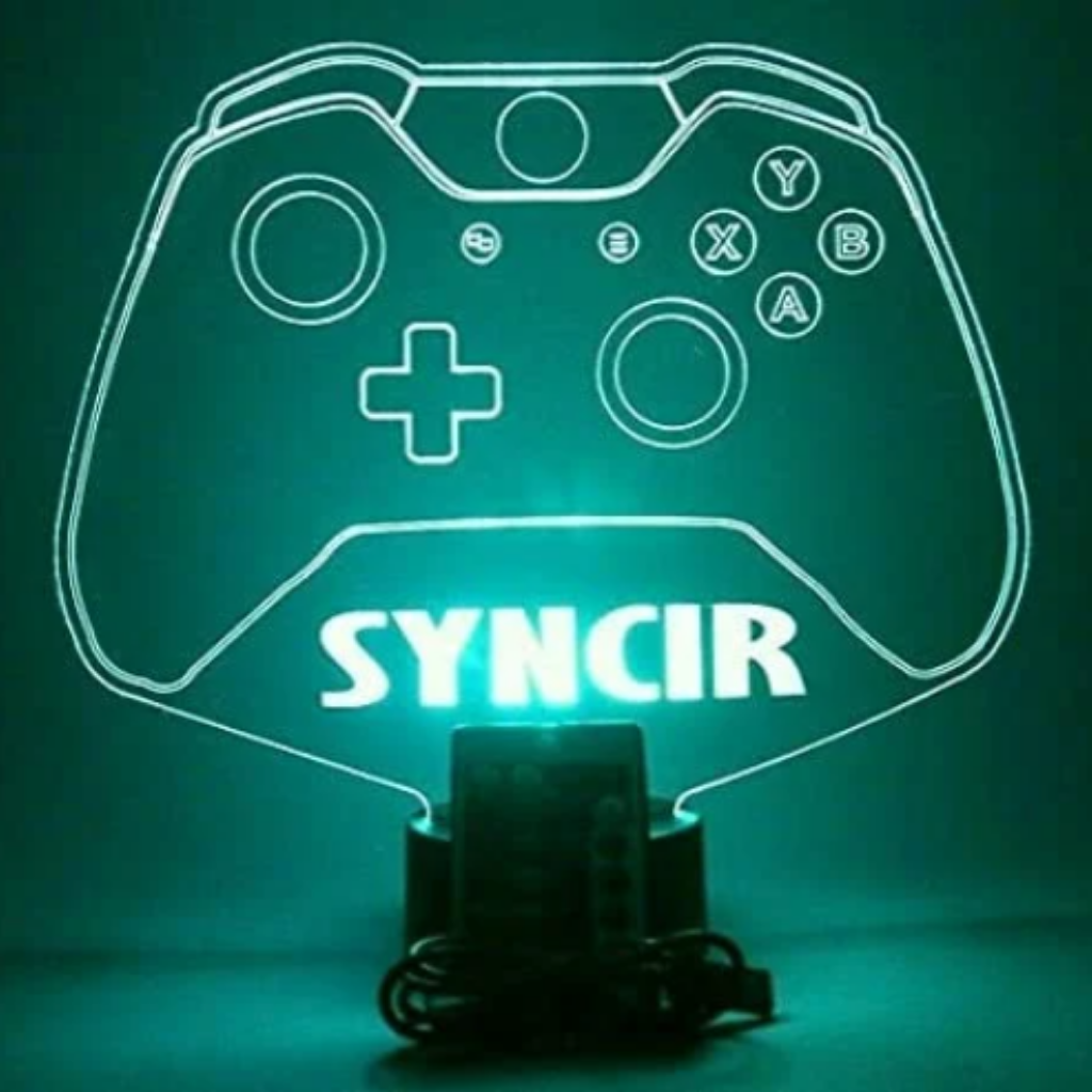 Video Game Controller LED Tabletop Night Light Up Lamp, 16 Color options with Remote