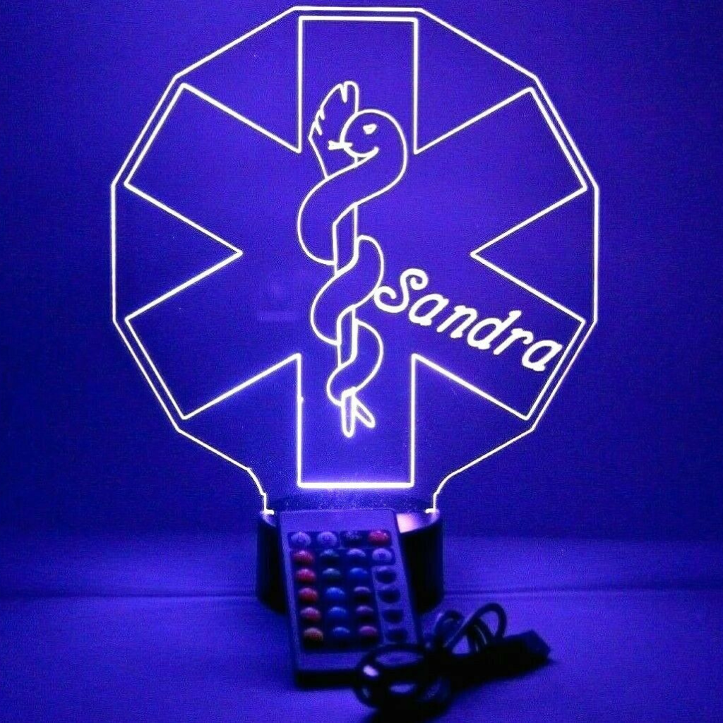 EMT Emergency Services LED Tabletop Night Light Up Lamp, 16 Color options with Remote