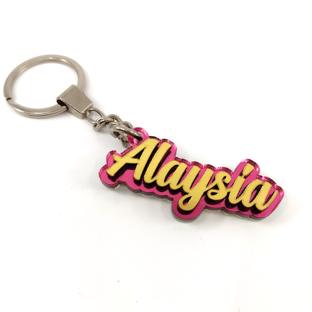 Custom Gold Name and Background Color Keychain