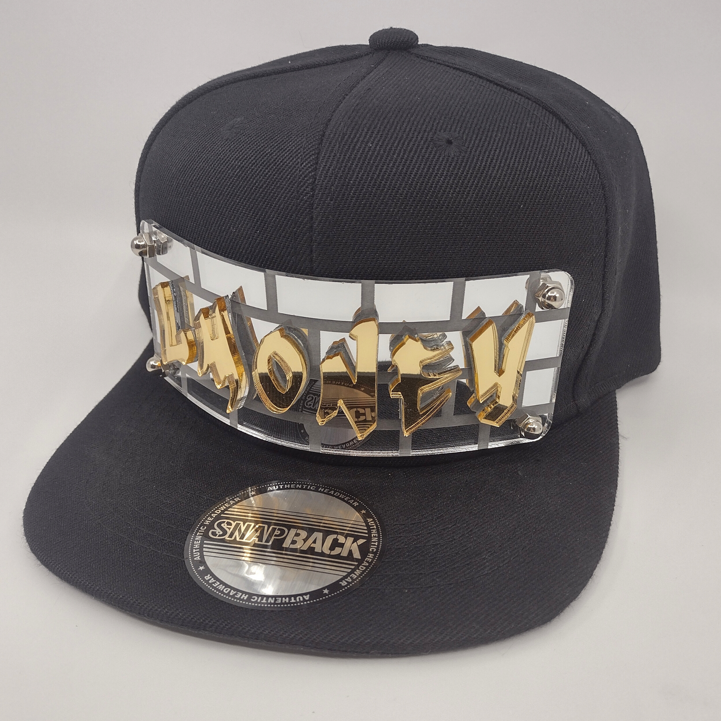 Black Custom Snapback Hat, Laser Cut, Made to Order, Exclusive Creation