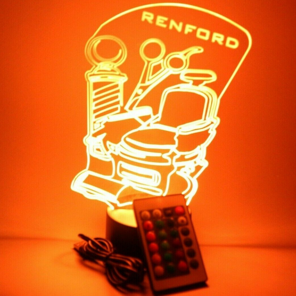 Barber Shop Chair LED Tabletop Night Light Up Lamp, 16 Color options with Remote