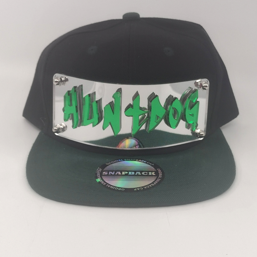 Black Custom Snapback Hat, Laser Cut Letters, Made to Order, Exclusive Creation