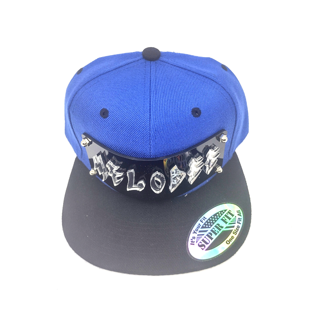 Blue and Black Custom Snapback Hat, Laser Cut, Made to Order, Exclusive Creation
