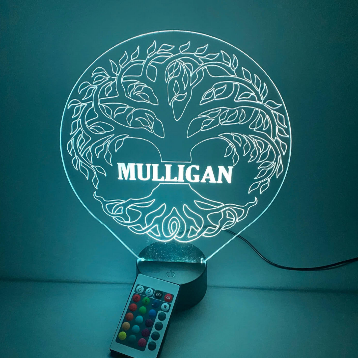 Tree of Life Family LED Tabletop Night Light Up Lamp, 16 Color options with Remote