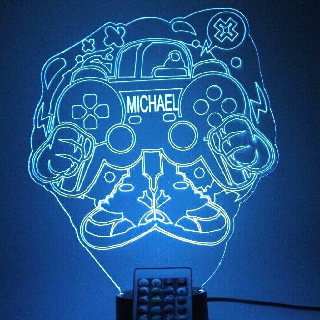 Video Gaming Robot LED Tabletop Night Light Up Lamp, 16 Color options with Remote
