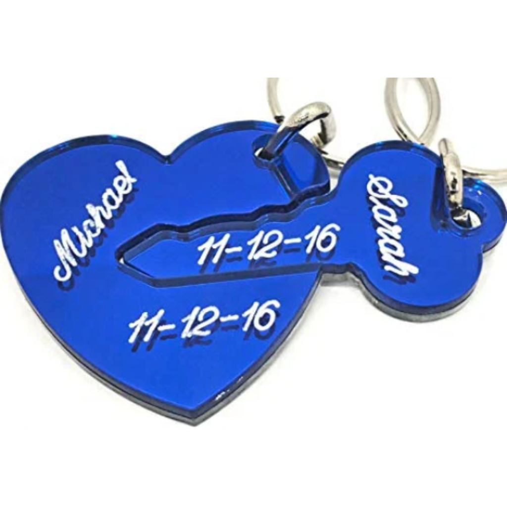 Heart and Key Custom Couple Name and Date Key To My Heart Keychain
