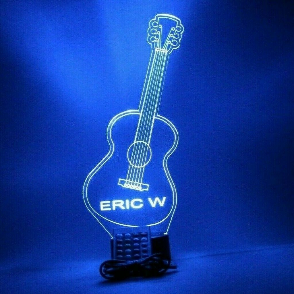 Guitar LED Tabletop Night Light Up Lamp, 16 Color options with Remote