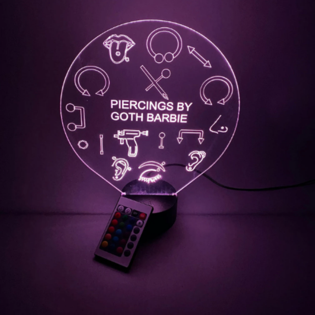 Body Piercing Shop, LED Tabletop Night Light Up Lamp, 16 Color options with Remote