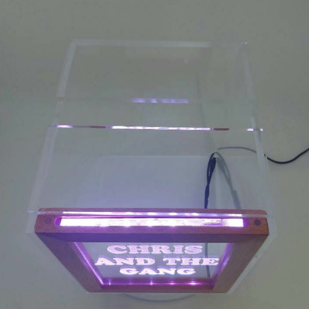 Donation Jar Personalized Free Engraved LED 16 Colors Changing 7"W x 8.5"H Container