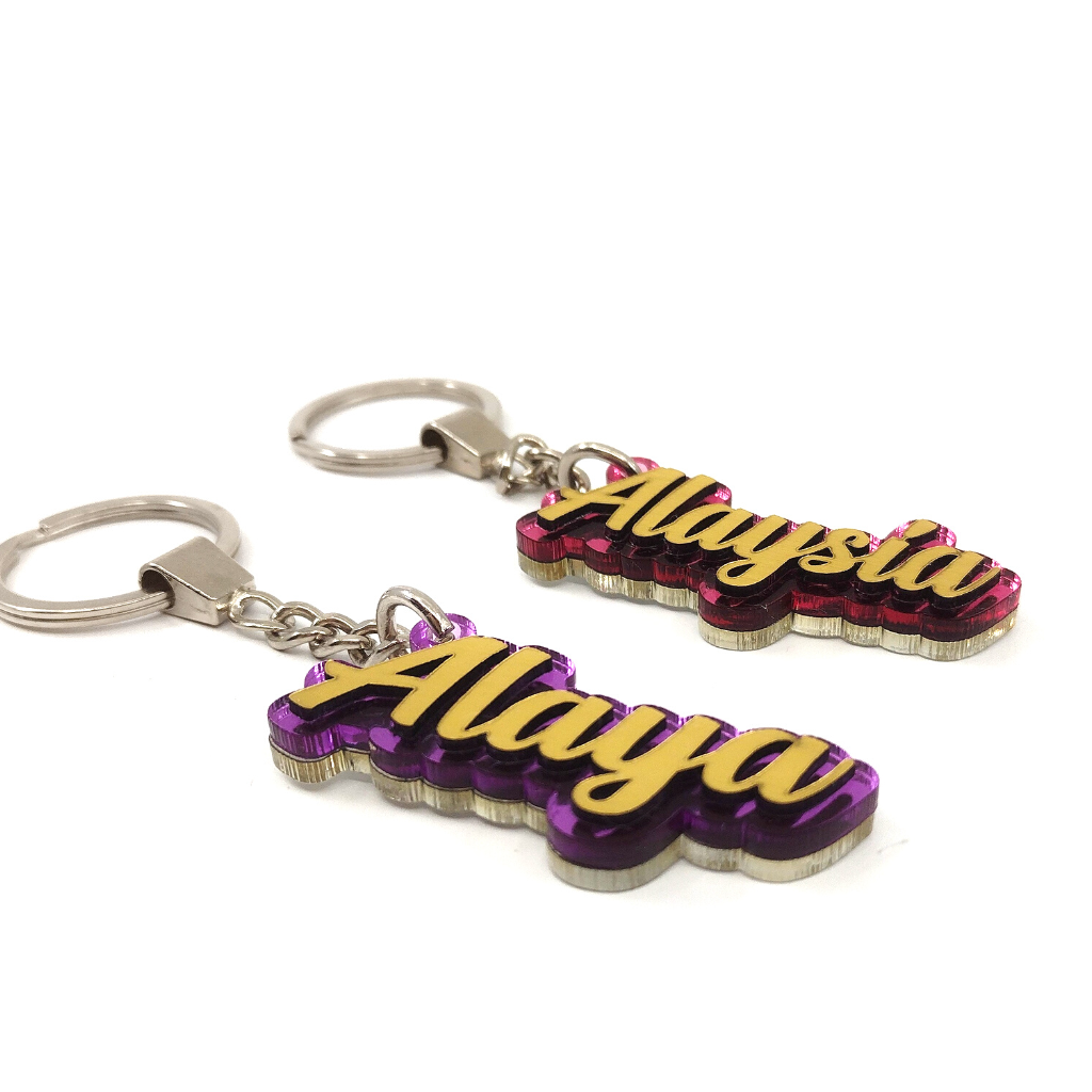 Custom Gold Name and Background Color Keychain