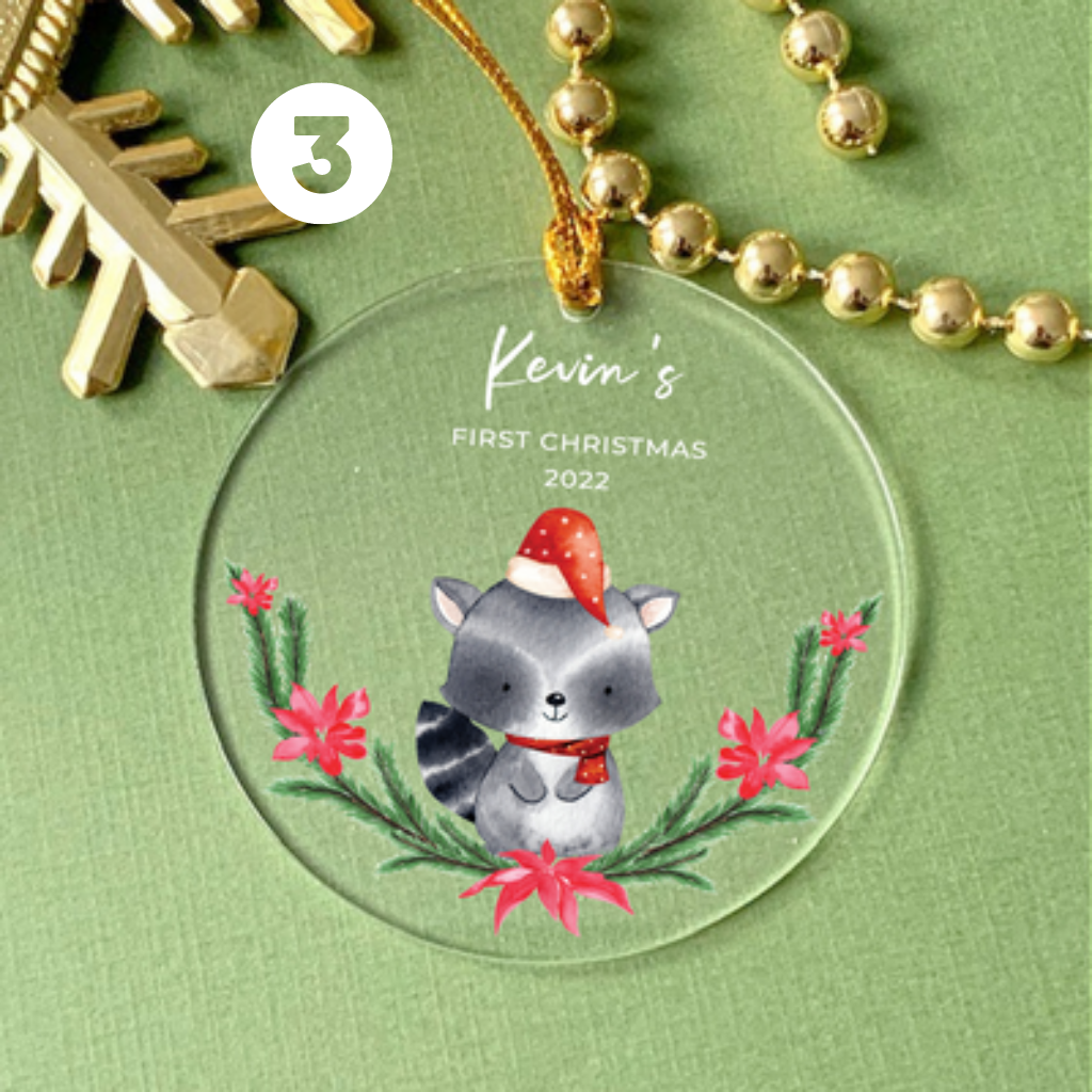 Baby's First Christmas Ornament with Personalized Engraved Name