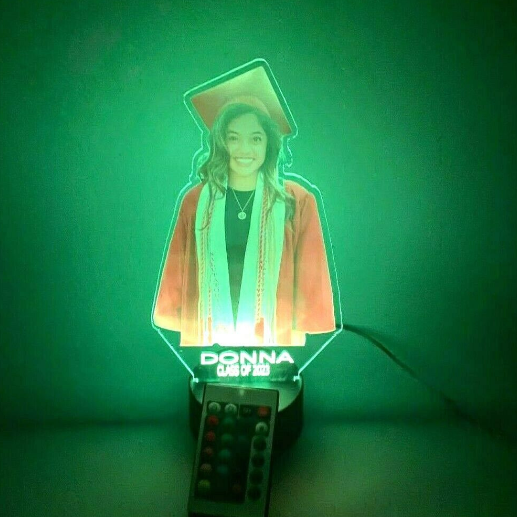 Custom Photo LED Tabletop Night Light Up Lamp, 16 Color options with Remote