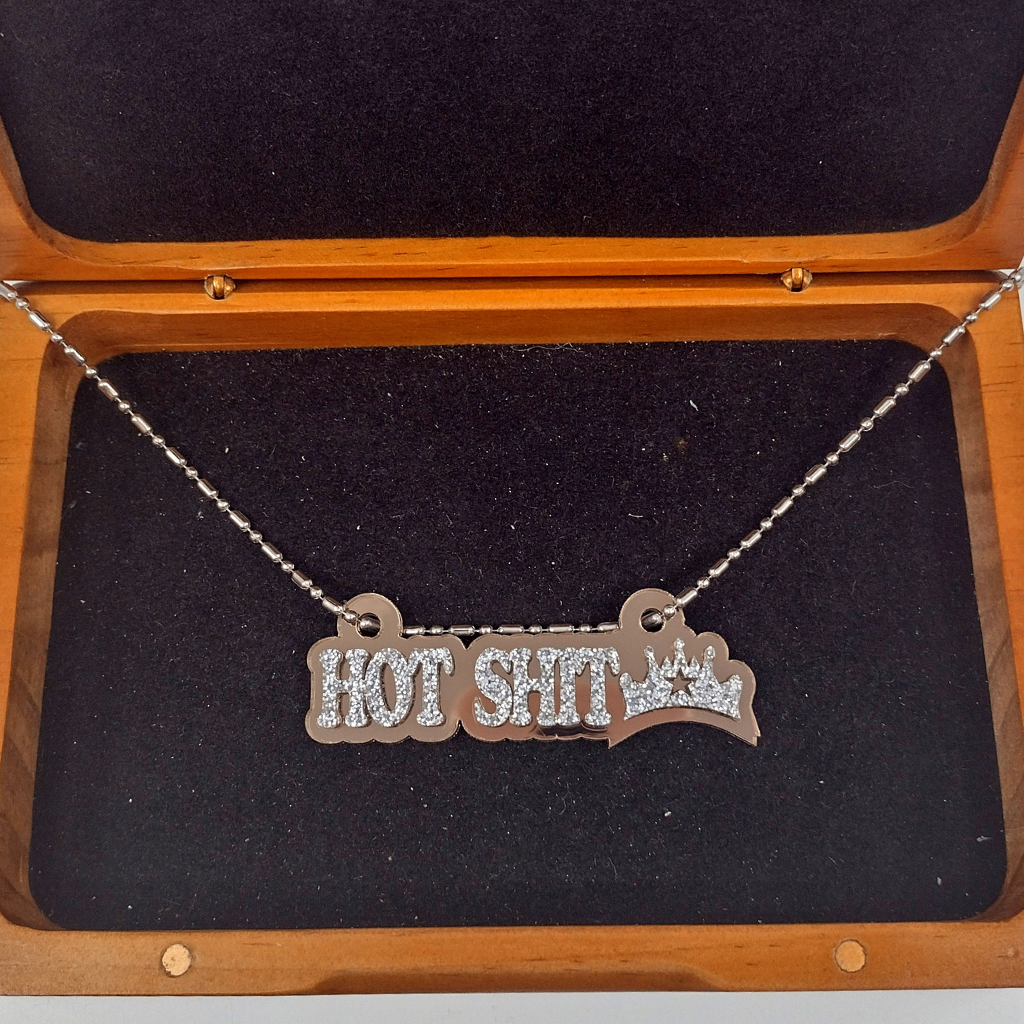 Custom Princess Crown Name Necklace, Personalized Glitter Name Necklace