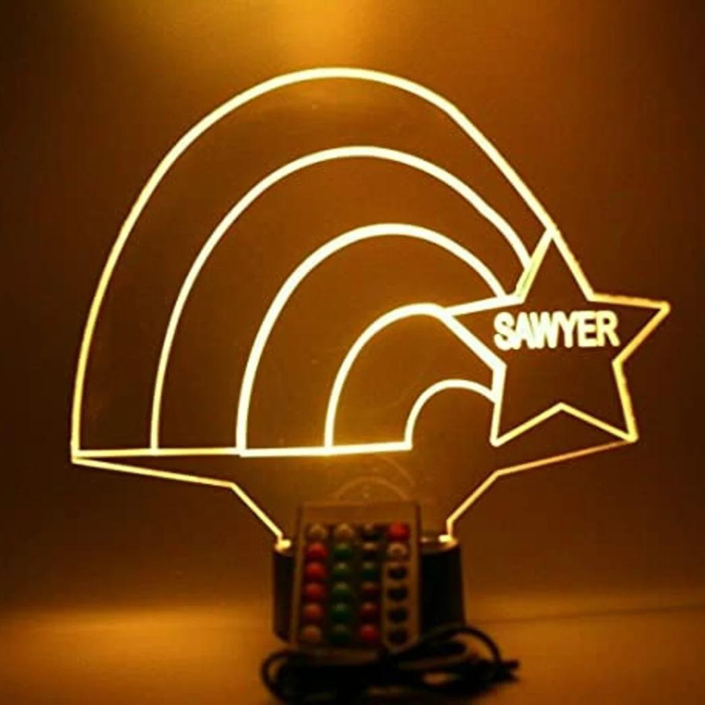 Rainbow and Star LED Tabletop Night Light Up Lamp, 16 Color options with Remote