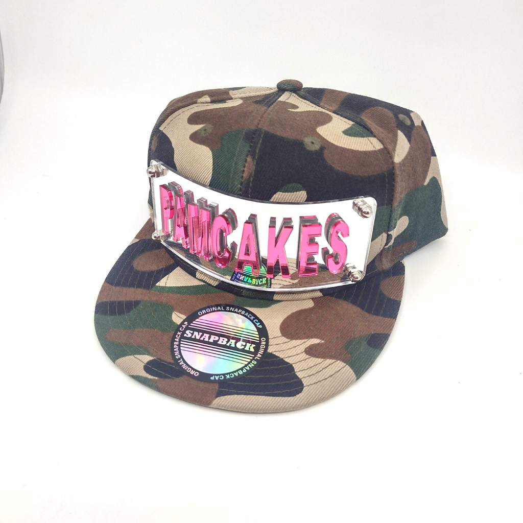 Camo Custom Snapback Hat, Laser Cut Letters, Made to Order, Exclusive Creation