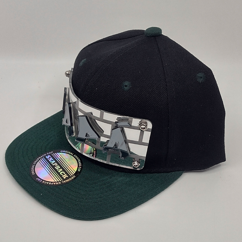 Black and Green Custom Snapback Hat, Laser Cut, Made to Order, Exclusive Creation