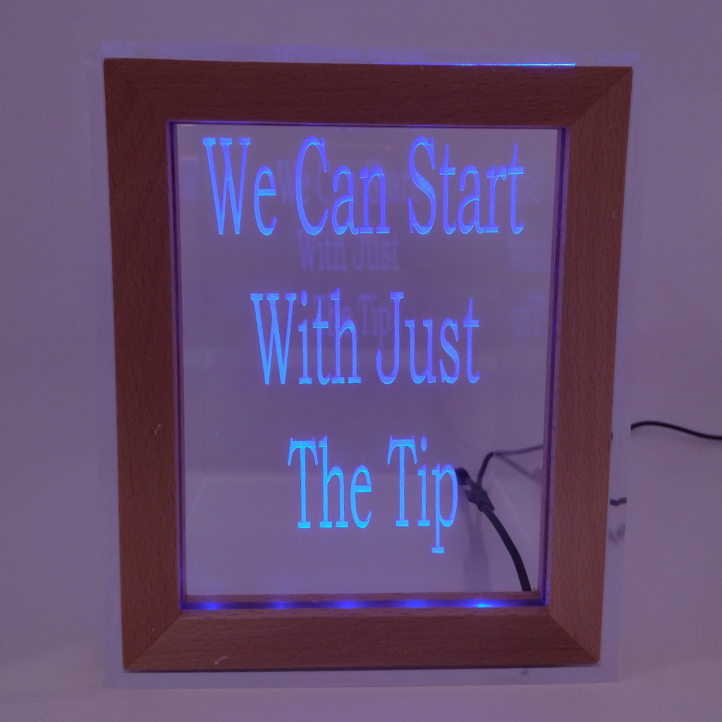 Tip Box Raffle Fund Raiser Donation Jar Fantastically Unique Eye Catching Personalized Engraved LED 16 Colors Changing 7"W x 8.5"H Container