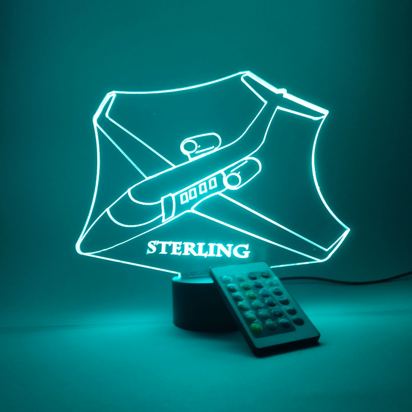 Airplane Jet Aircraft Plane Aircraft Night Light Up LED Free Engraved Custom Personalized Desk Table Lamp with Remote