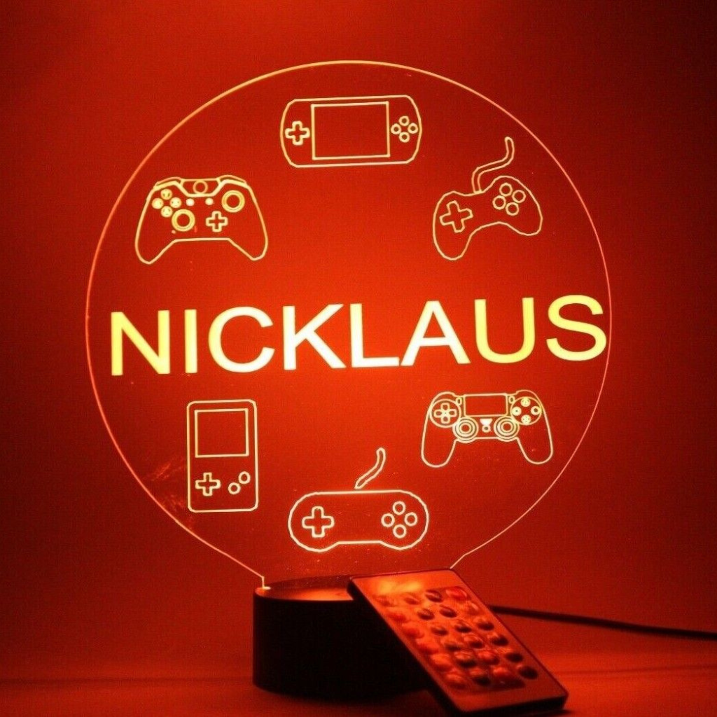 Video Game Controllers and Consoles LED Tabletop Night Light Up Lamp, 16 Color options with Remote