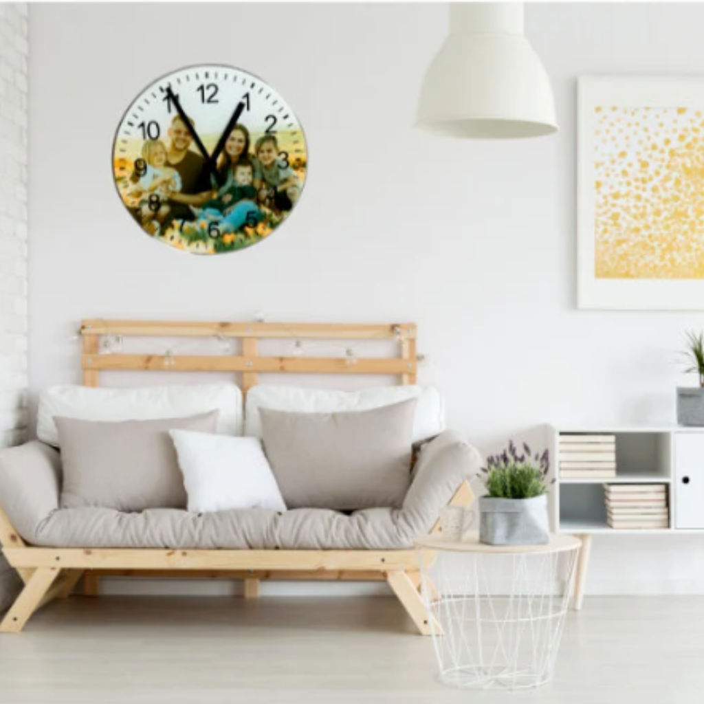 Personalized UV Printed Premium Acrylic Battery Powered Quartz Movement Clock 8"