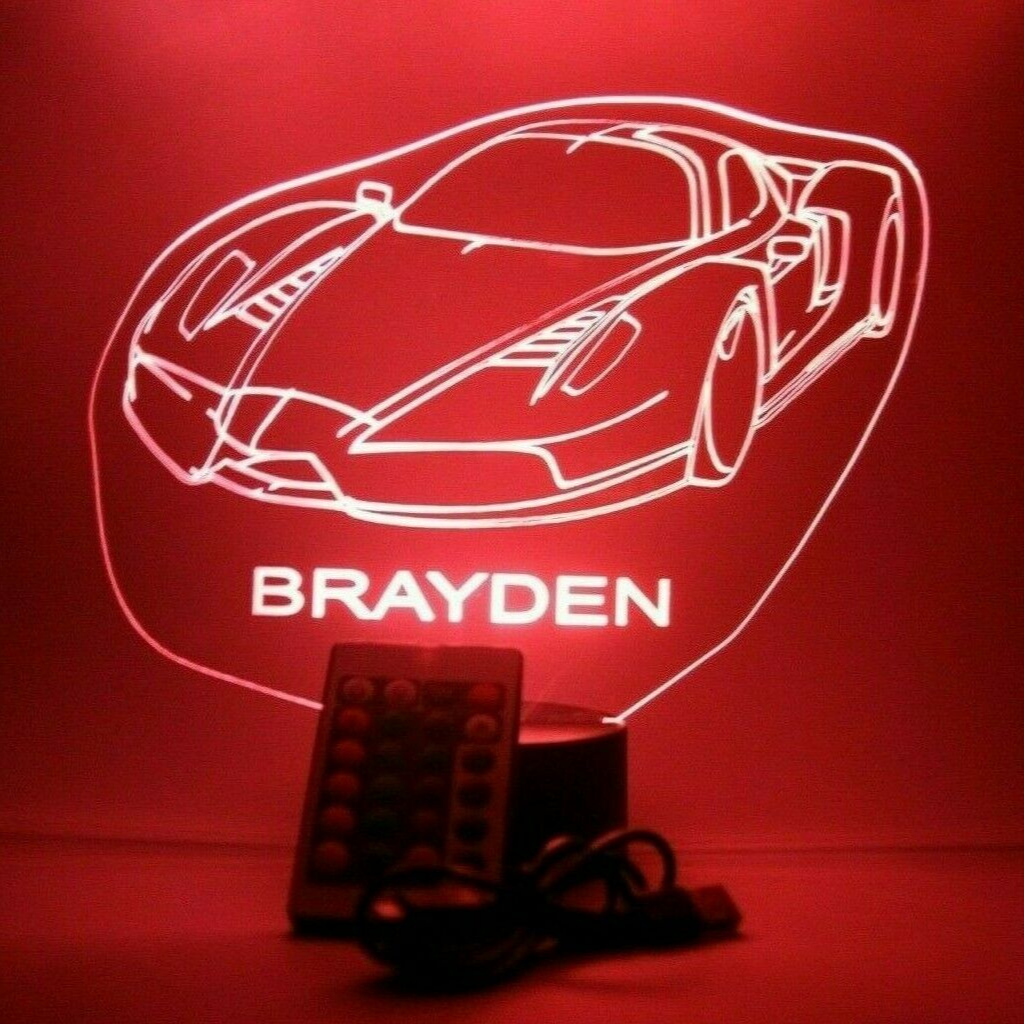 Luxury Sports Car LED Tabletop Night Light Up Lamp, 16 Color options with Remote