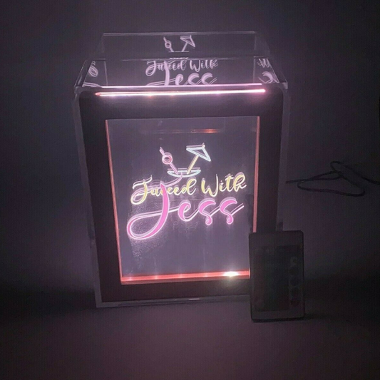 Tip or Donation Jar Personalized Free Engraving LED 16 Colors Changing 7"W x 8.5"H Container with Custom Logo