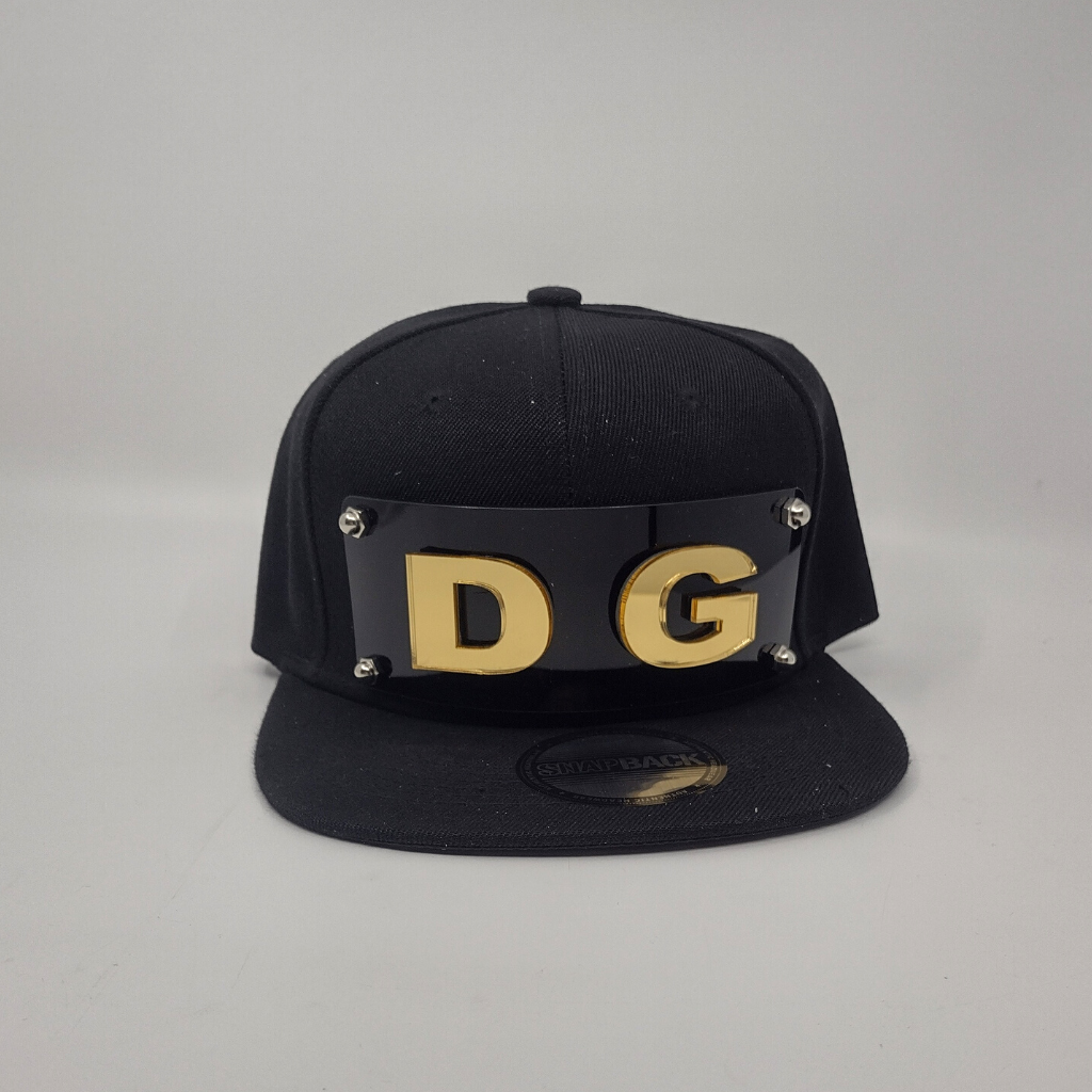 Black Custom Snapback Hat, Laser Cut Letters, Made to Order, Exclusive Creation