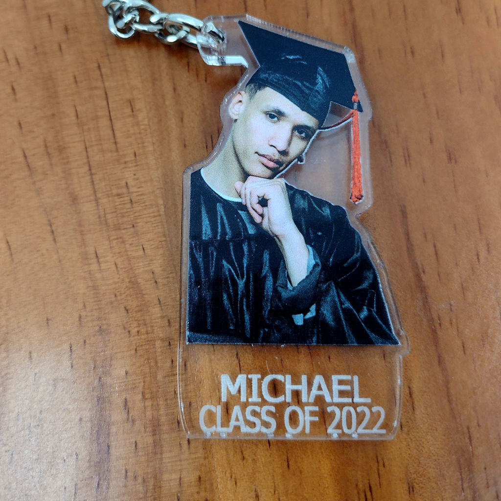 Custom Graduation Photo With Name and Year UV Printed Key Chain
