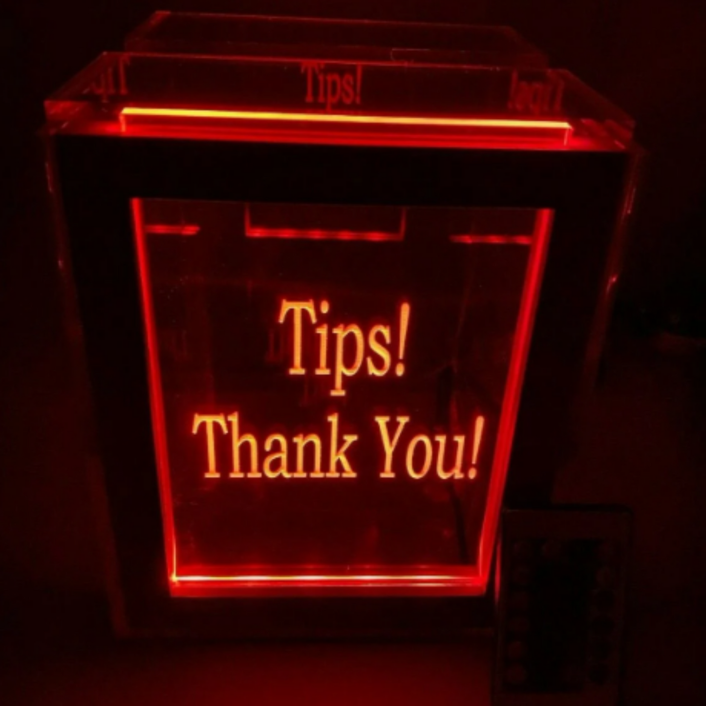Fantastically Unique Eye Catching Tip Box Raffle Fund Raiser Donation Jar Personalized Engraved LED 16 Colors Changing 7"W x 8.5"H Container
