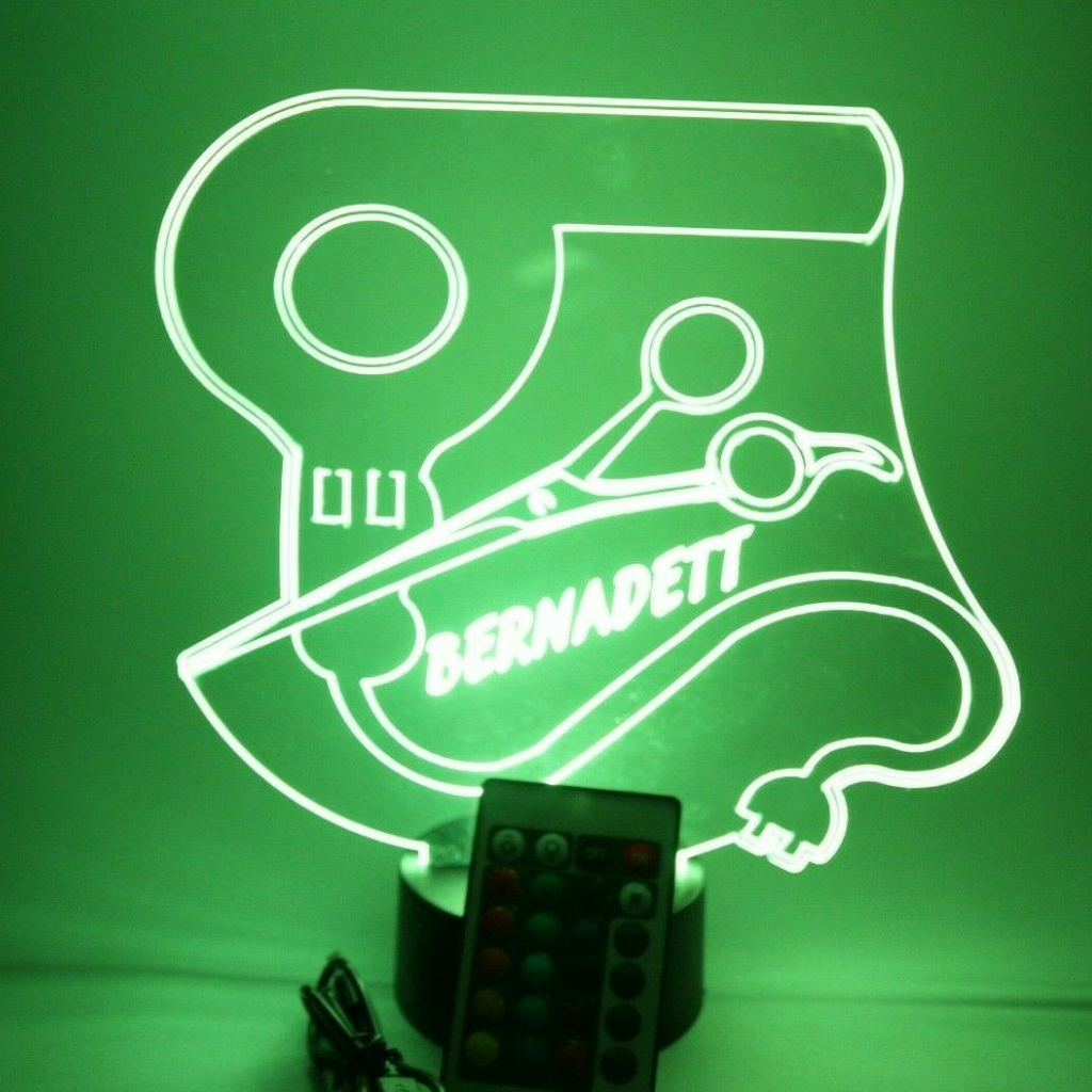 Blow Dryer and Scissors Custom Name LED Tabletop Night Light Up Lamp,16 Color options with Remote