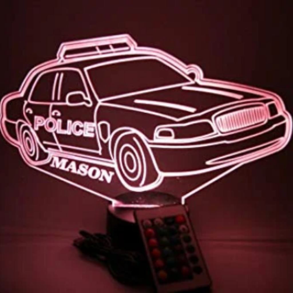 Police Car LED Tabletop Night Light Up Lamp, 16 Color options with Remote