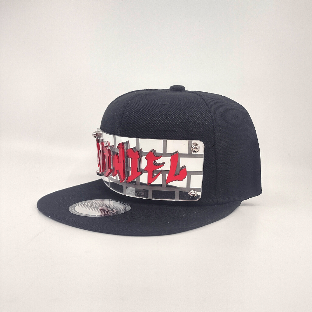 Black Custom Snapback Hat, Laser Cut Letters, Made to Order, Exclusive Creation