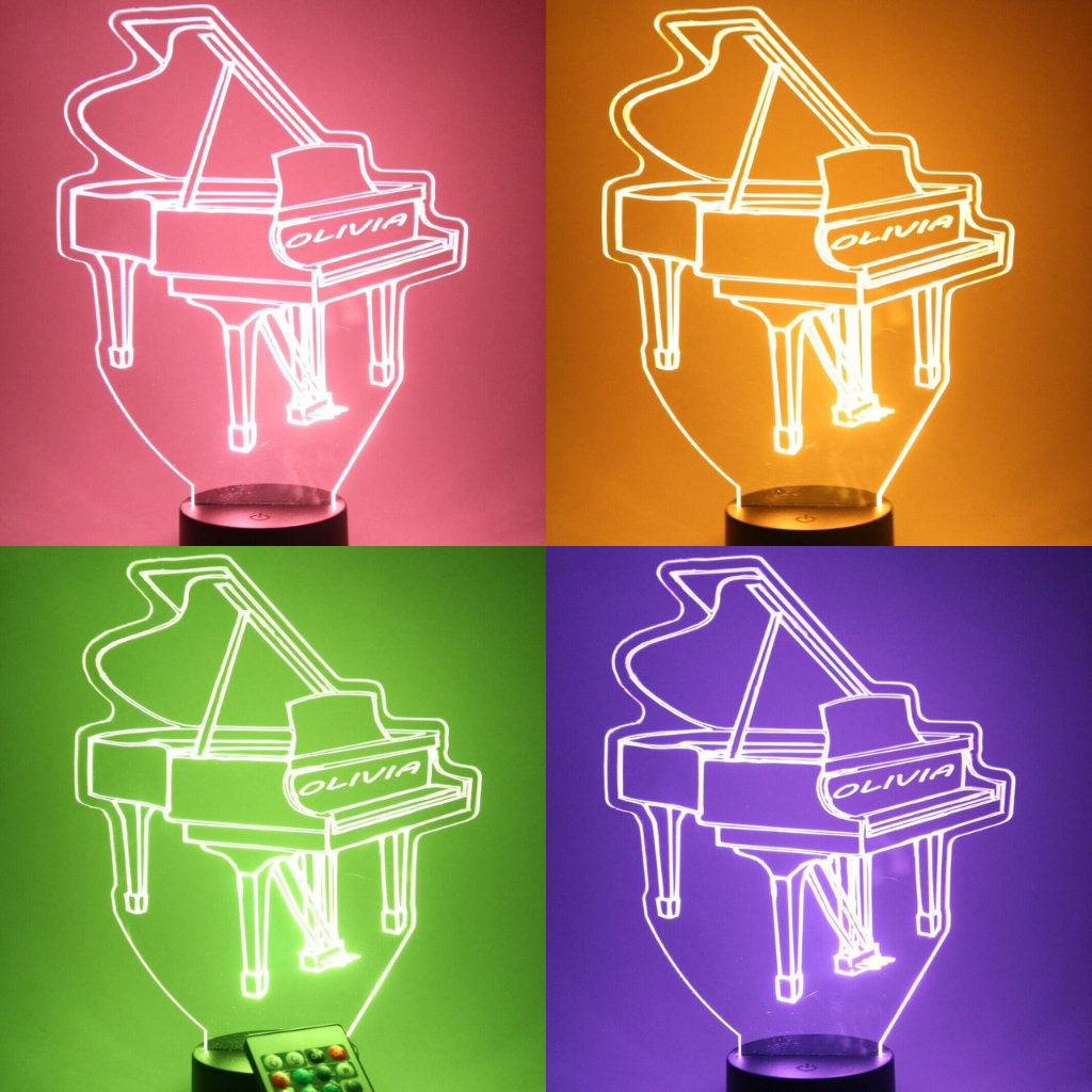 Grand Piano LED Tabletop Night Light Up Lamp, 16 Color options with Remote