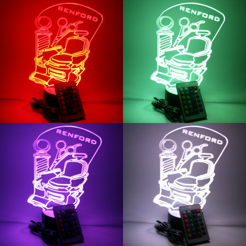 Barber Shop Chair LED Tabletop Night Light Up Lamp, 16 Color options with Remote