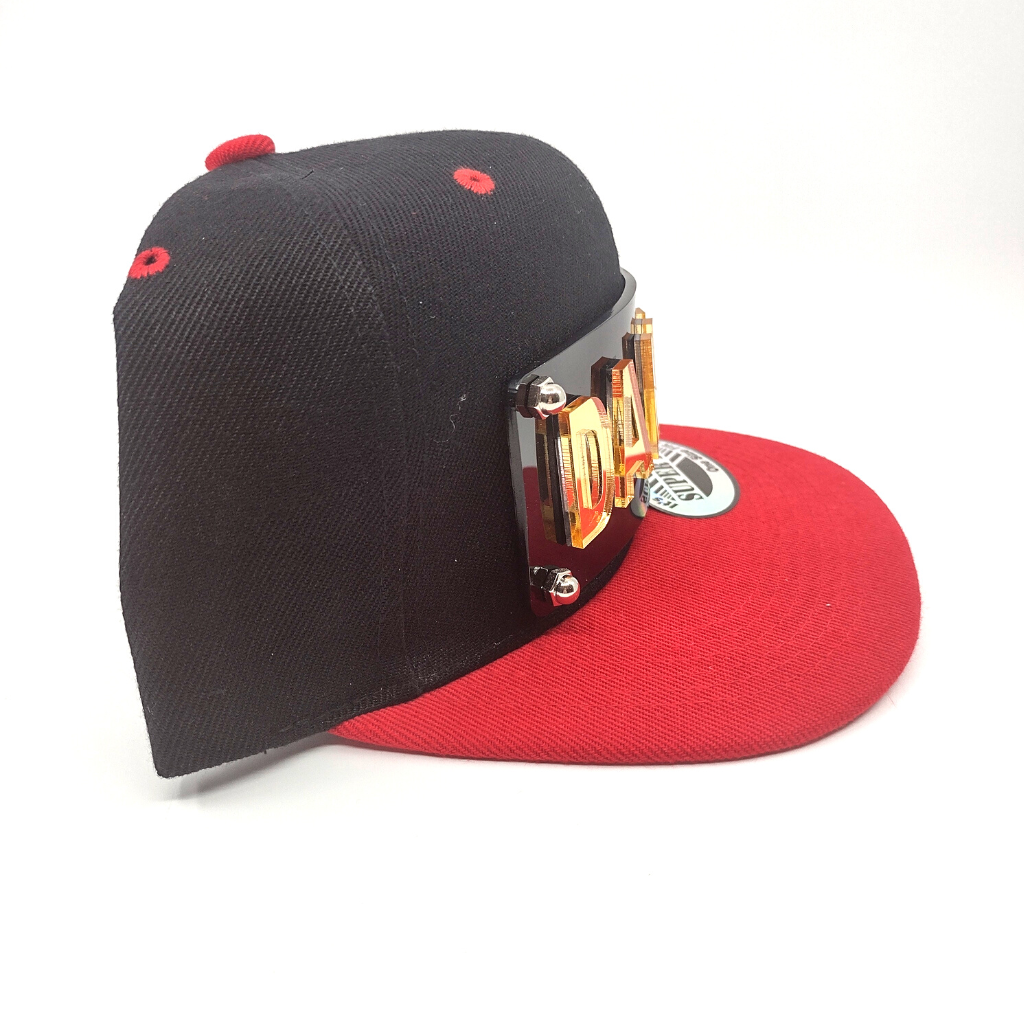 Black and Red Custom Snapback Hat, Laser Cut, Made to Order, Exclusive Creation